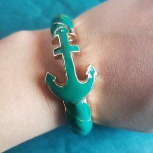 2/10$ Teal anchor enamel solid bracelet